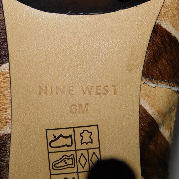 Nine West Womens 6M Brown Tan Striped Animal Hair Platform Heels - Picture 6 of 9